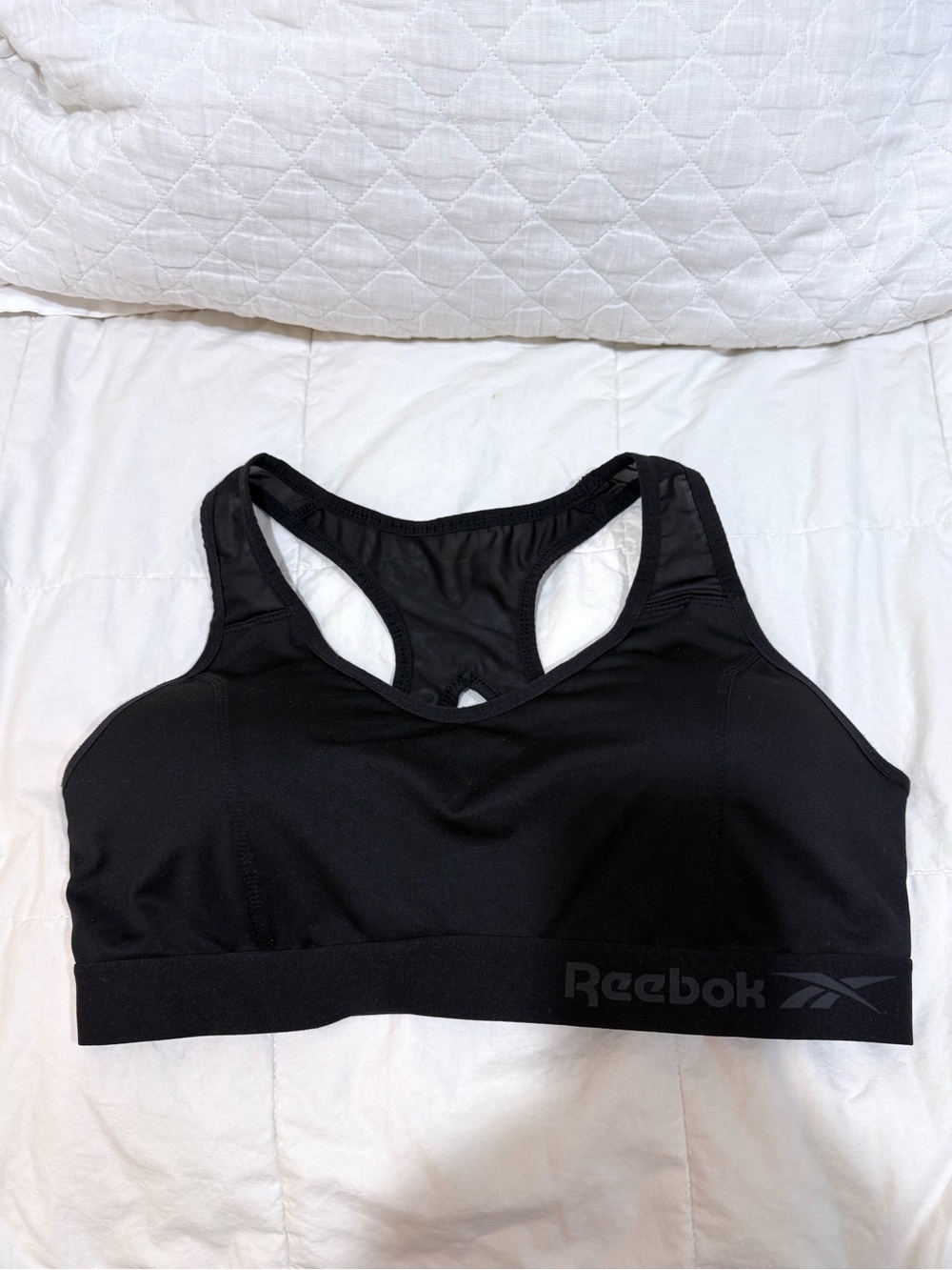 Reebok Black Racerback Sports Bra with Subtle Logo